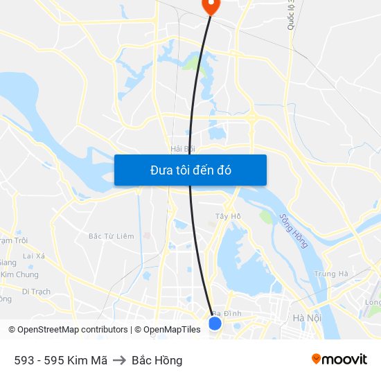 593 - 595 Kim Mã to Bắc Hồng map