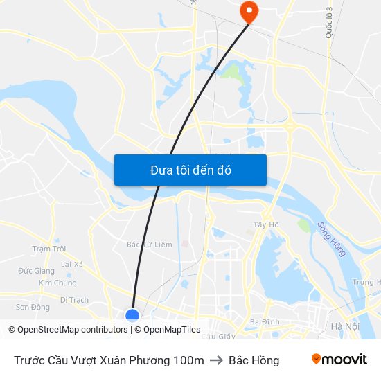 Trước Cầu Vượt Xuân Phương 100m to Bắc Hồng map