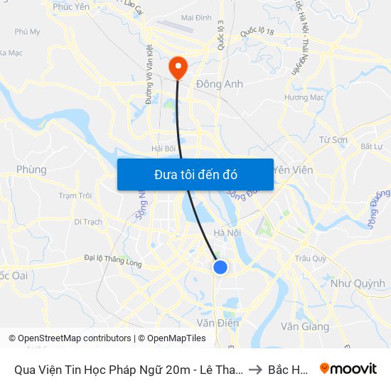 Qua Viện Tin Học Pháp Ngữ 20m - Lê Thanh Nghị to Bắc Hồng map