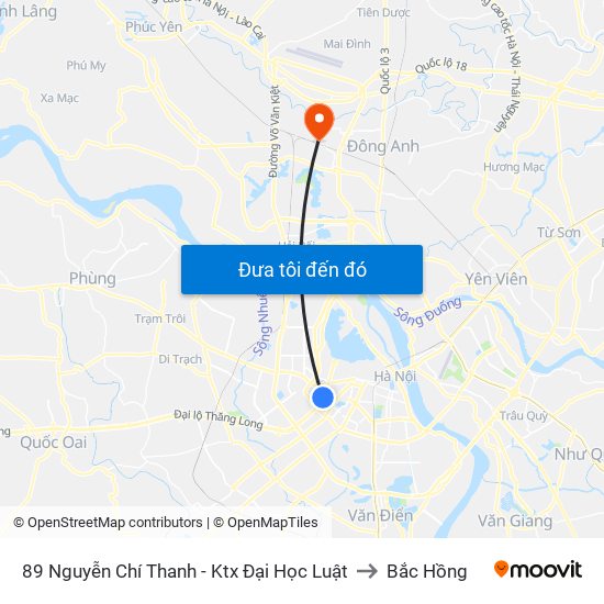 89 Nguyễn Chí Thanh - Ktx Đại Học Luật to Bắc Hồng map