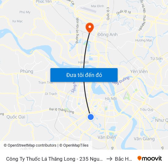 Công Ty Thuốc Lá Thăng Long - 235 Nguyễn Trãi to Bắc Hồng map