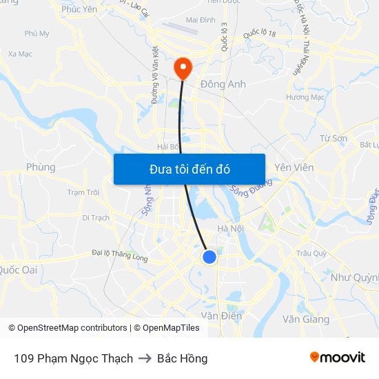 109 Phạm Ngọc Thạch to Bắc Hồng map