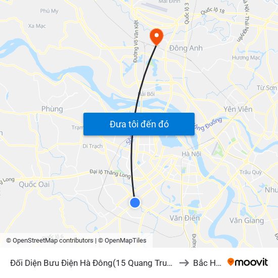 Đối Diện Bưu Điện Hà Đông(15 Quang Trung Hà Đông) to Bắc Hồng map