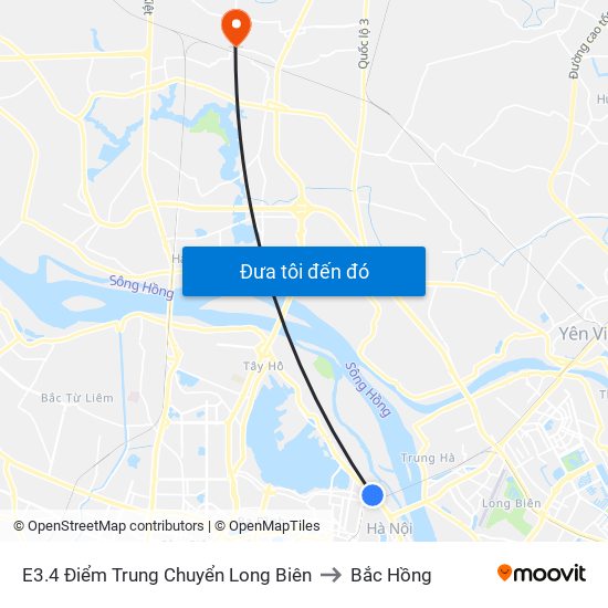 E3.4 Điểm Trung Chuyển Long Biên to Bắc Hồng map