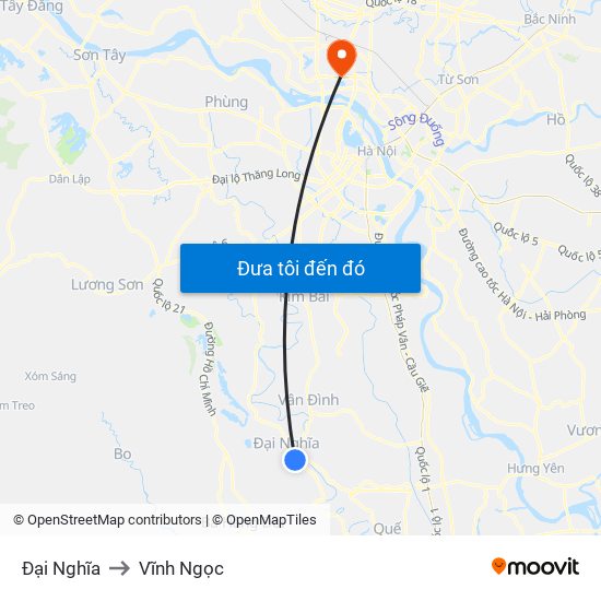 Đại Nghĩa to Vĩnh Ngọc map