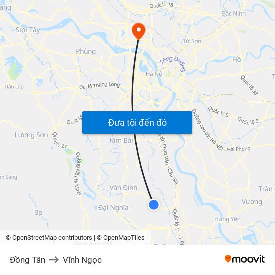 Đồng Tân to Vĩnh Ngọc map