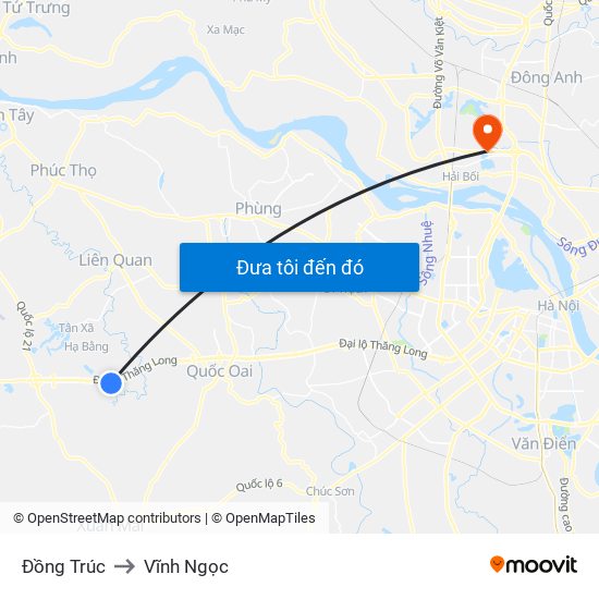Đồng Trúc to Vĩnh Ngọc map