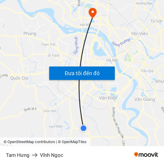 Tam Hưng to Vĩnh Ngọc map