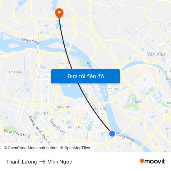 Thanh Lương to Vĩnh Ngọc map