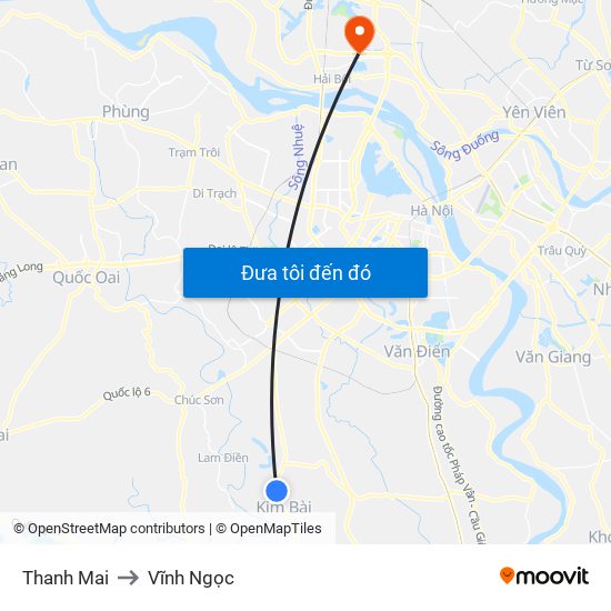 Thanh Mai to Vĩnh Ngọc map