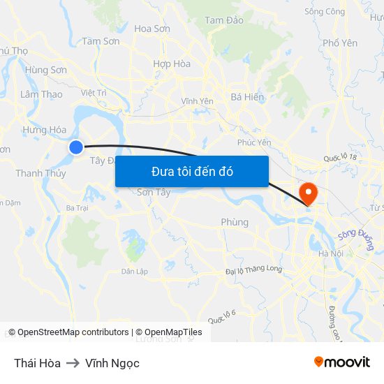 Thái Hòa to Vĩnh Ngọc map