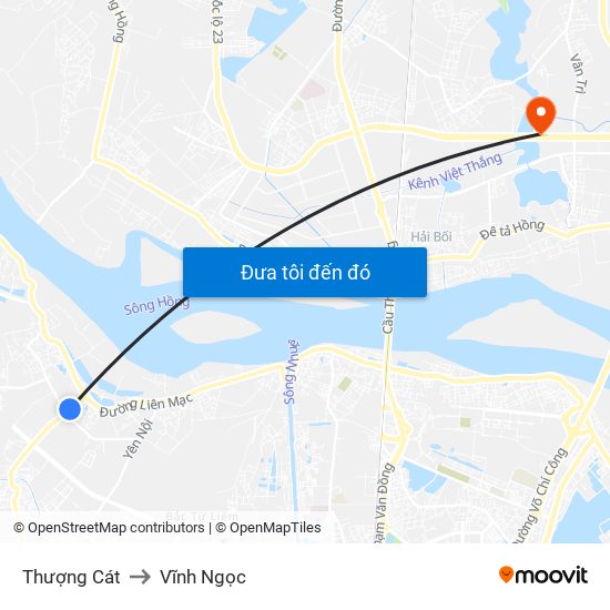 Thượng Cát to Vĩnh Ngọc map