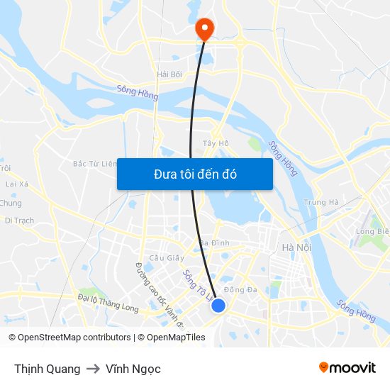 Thịnh Quang to Vĩnh Ngọc map