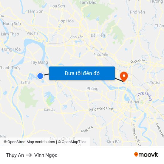 Thụy An to Vĩnh Ngọc map