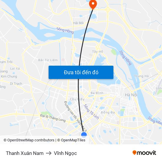 Thanh Xuân Nam to Vĩnh Ngọc map