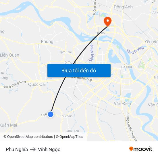 Phú Nghĩa to Vĩnh Ngọc map