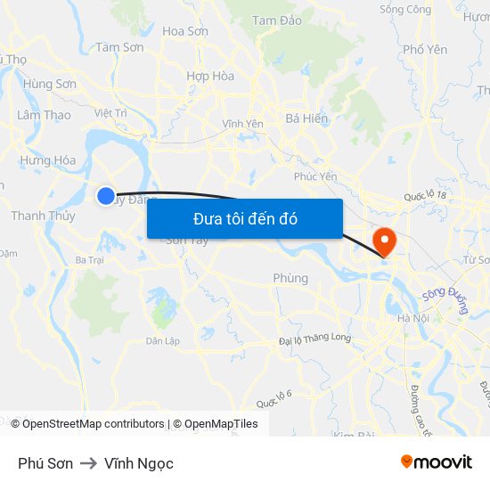 Phú Sơn to Vĩnh Ngọc map