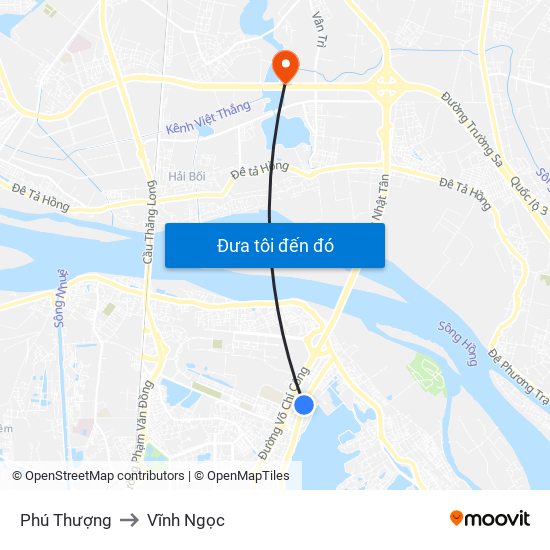 Phú Thượng to Vĩnh Ngọc map