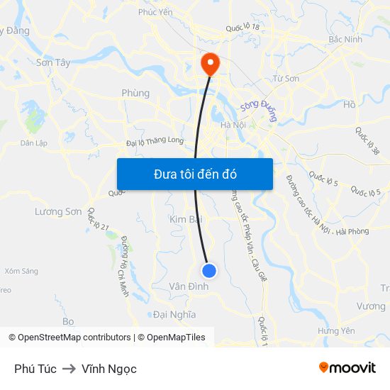 Phú Túc to Vĩnh Ngọc map