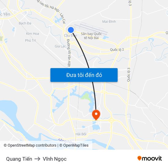 Quang Tiến to Vĩnh Ngọc map