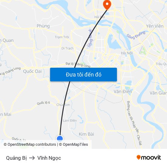 Quảng Bị to Vĩnh Ngọc map