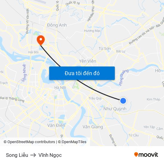 Song Liễu to Vĩnh Ngọc map