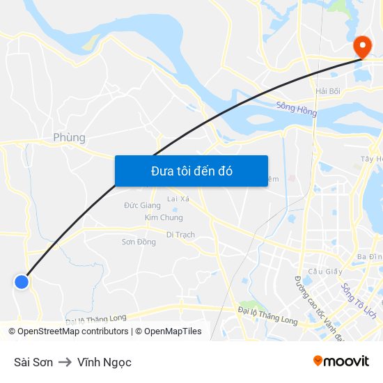 Sài Sơn to Vĩnh Ngọc map