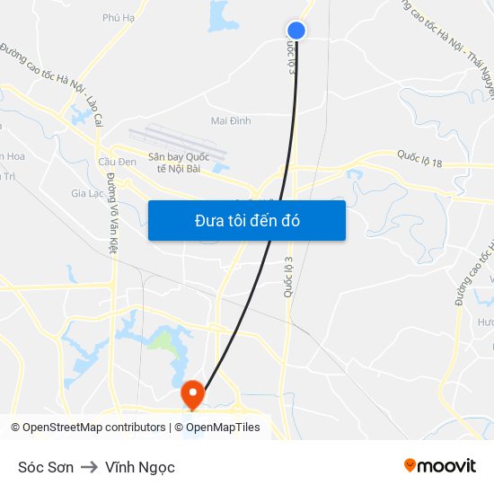 Sóc Sơn to Vĩnh Ngọc map