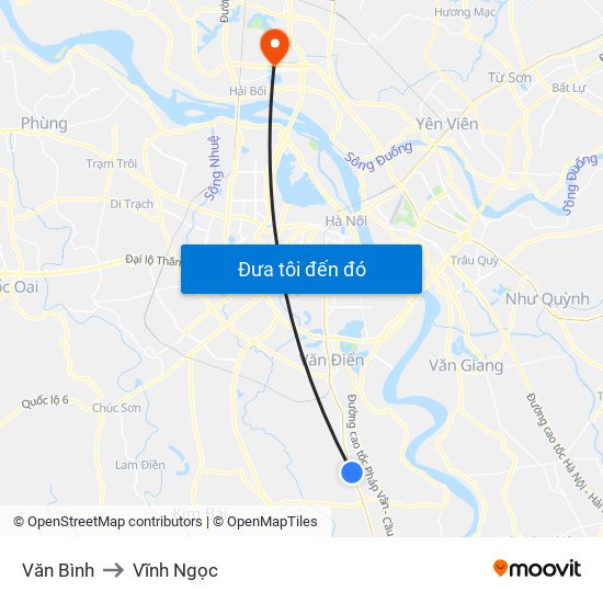 Văn Bình to Vĩnh Ngọc map