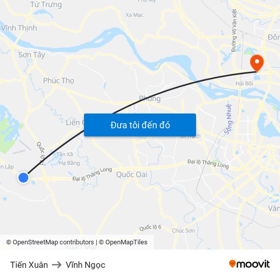 Tiến Xuân to Vĩnh Ngọc map