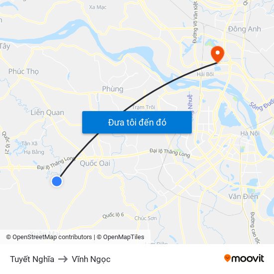 Tuyết Nghĩa to Vĩnh Ngọc map