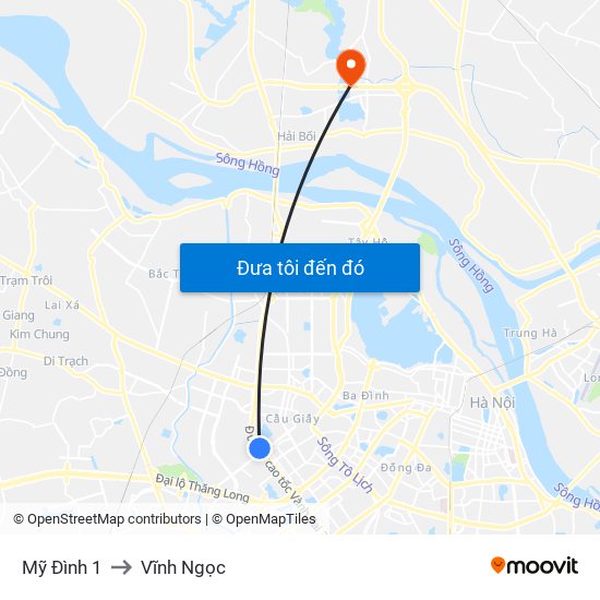 Mỹ Đình 1 to Vĩnh Ngọc map