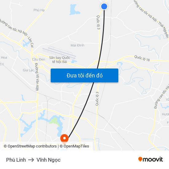 Phù Linh to Vĩnh Ngọc map