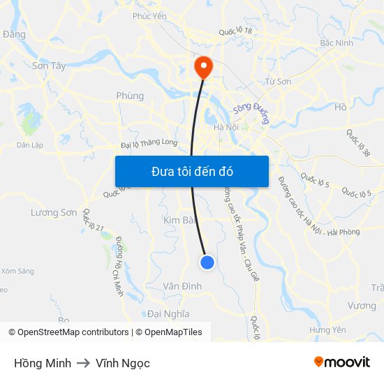 Hồng Minh to Vĩnh Ngọc map