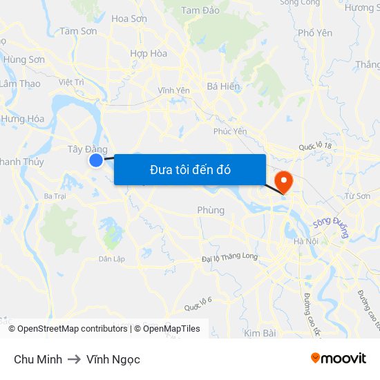 Chu Minh to Vĩnh Ngọc map