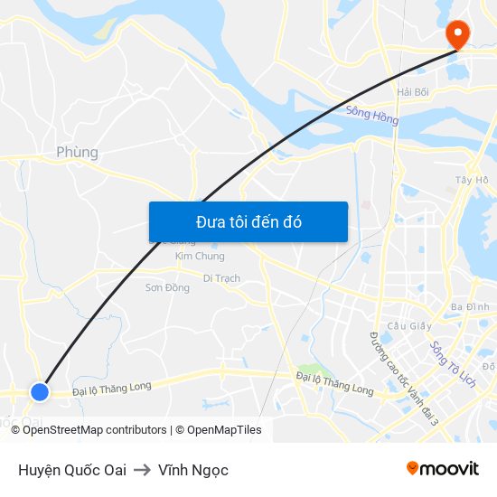Huyện Quốc Oai to Vĩnh Ngọc map