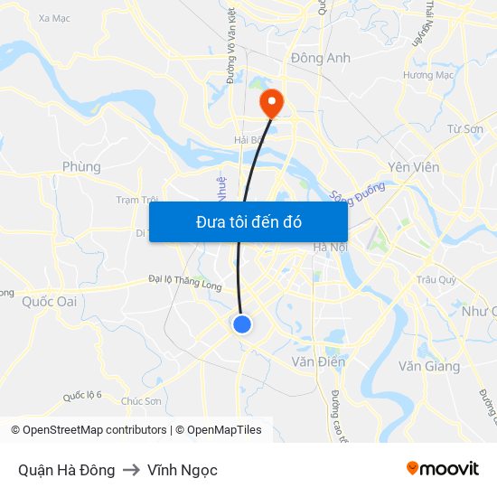 Quận Hà Đông to Vĩnh Ngọc map