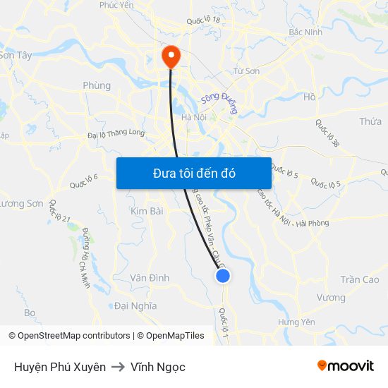 Huyện Phú Xuyên to Vĩnh Ngọc map