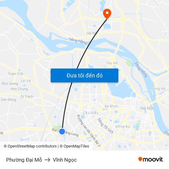 Phường Đại Mỗ to Vĩnh Ngọc map