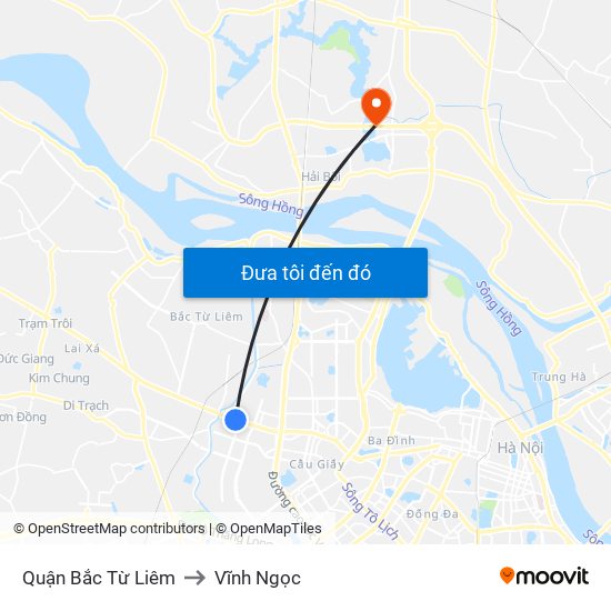 Quận Bắc Từ Liêm to Vĩnh Ngọc map