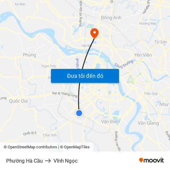 Phường Hà Cầu to Vĩnh Ngọc map