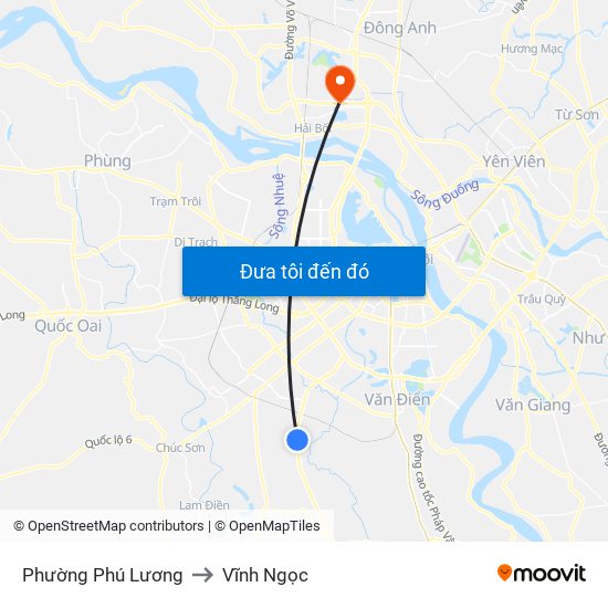 Phường Phú Lương to Vĩnh Ngọc map