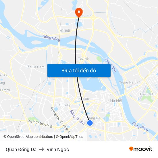 Quận Đống Đa to Vĩnh Ngọc map