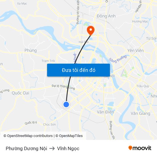 Phường Dương Nội to Vĩnh Ngọc map