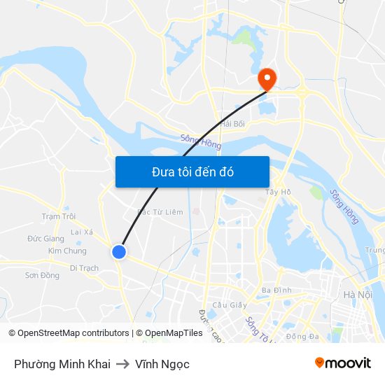 Phường Minh Khai to Vĩnh Ngọc map