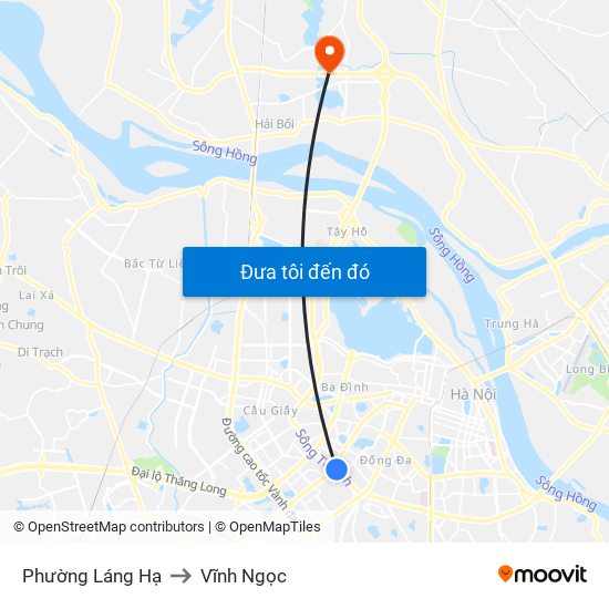 Phường Láng Hạ to Vĩnh Ngọc map