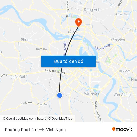 Phường Phú Lãm to Vĩnh Ngọc map
