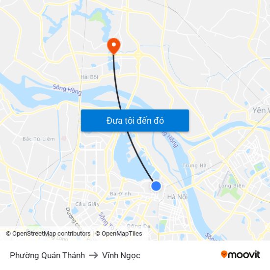 Phường Quán Thánh to Vĩnh Ngọc map