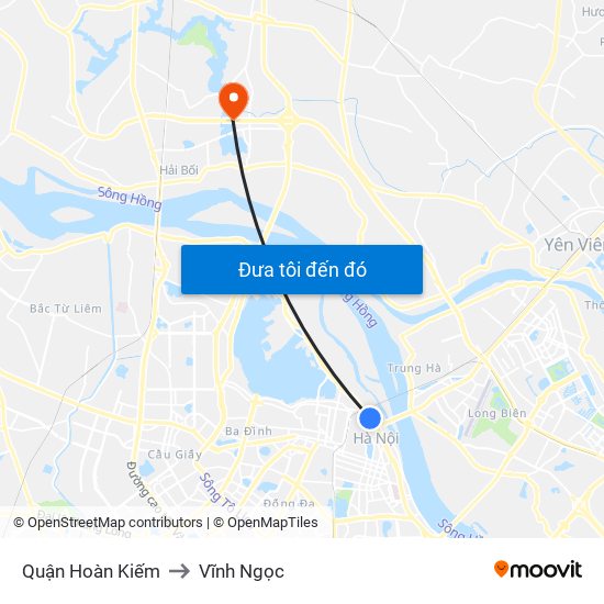 Quận Hoàn Kiếm to Vĩnh Ngọc map