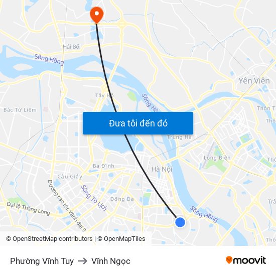 Phường Vĩnh Tuy to Vĩnh Ngọc map